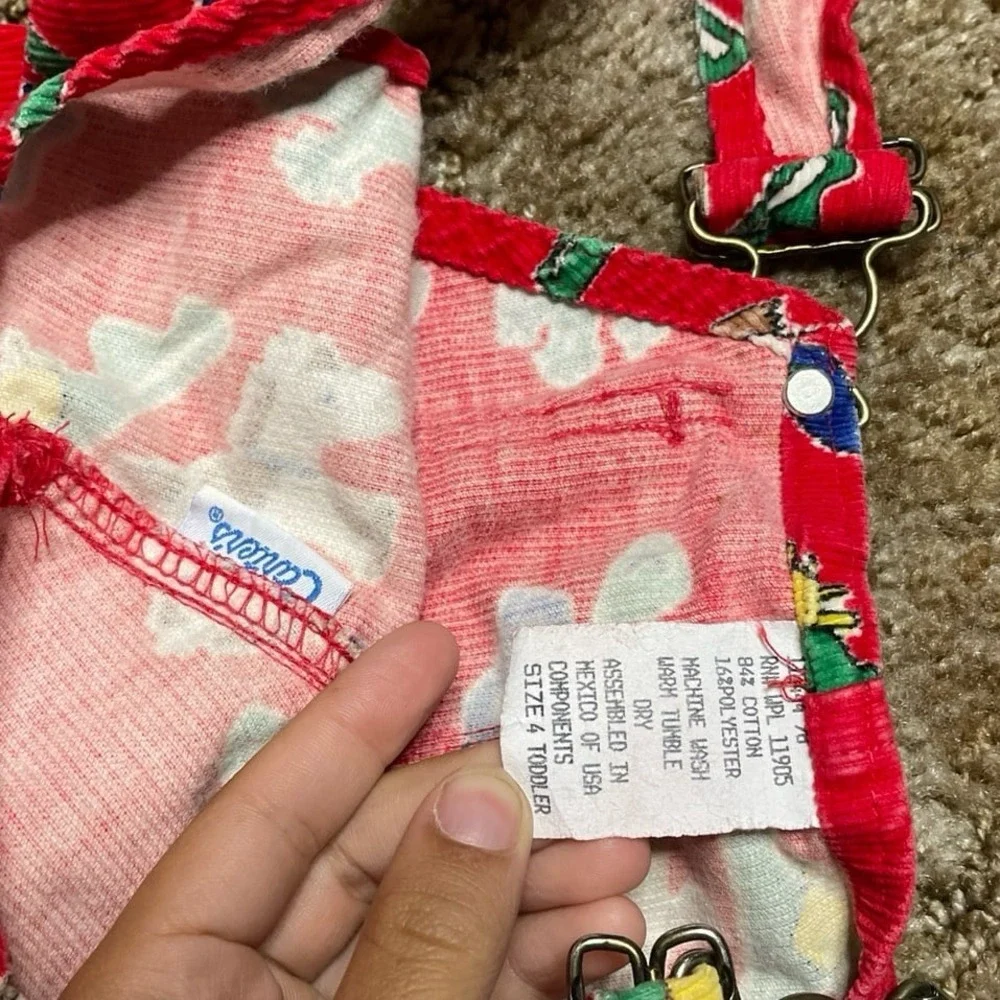Vintage Carter's‎ Vintage Size 4 Year Old Corduroy Red Zoo Overalls
